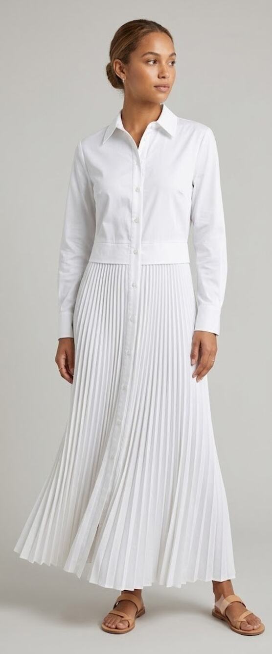 Mare Mare x Anthropologie White Pleated Maxi Shirt Dress Small